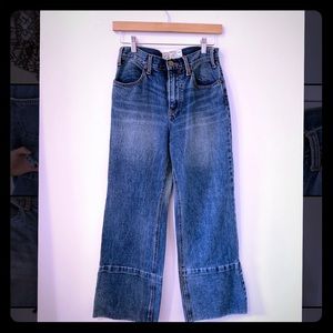 High waisted wide leg medium wash denim